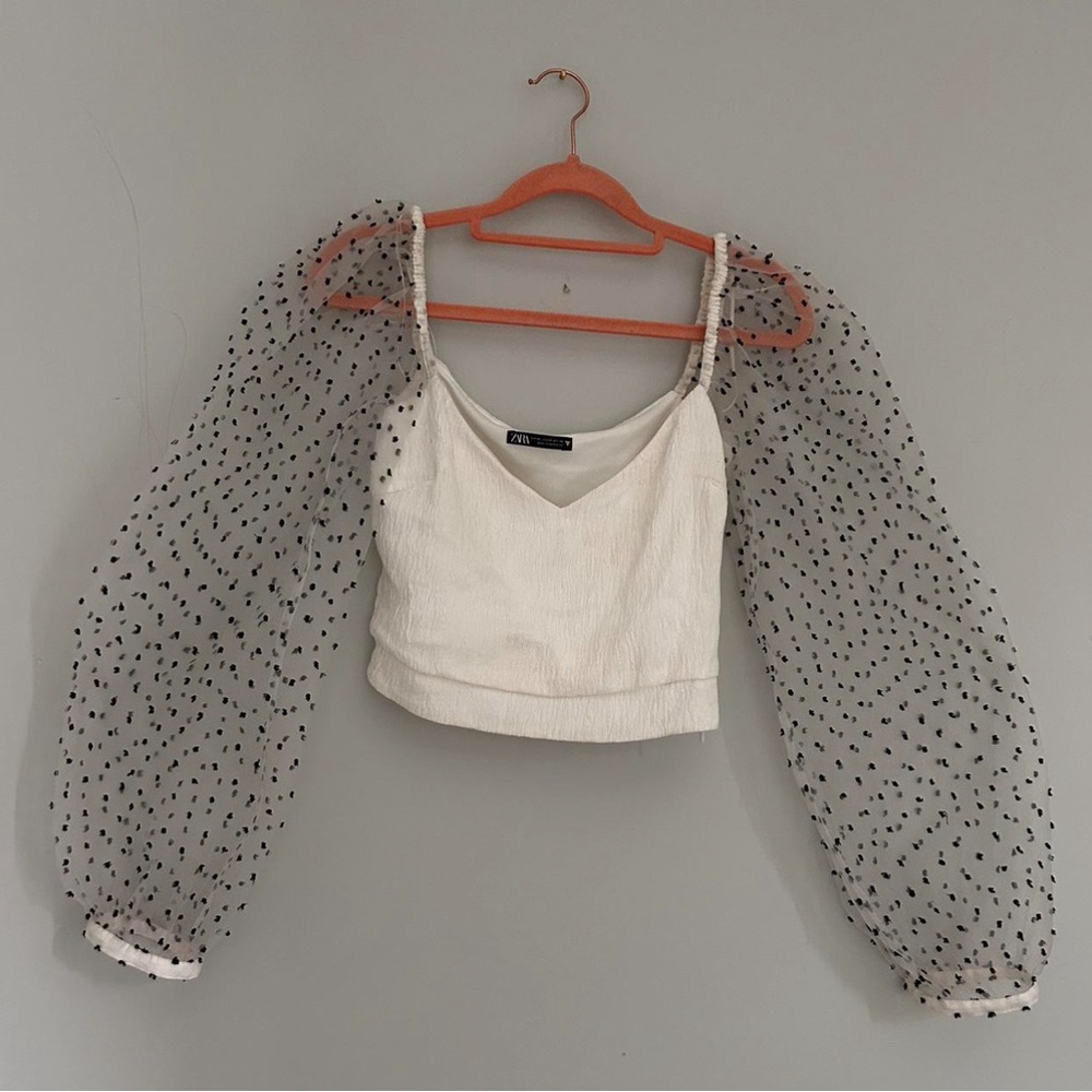 Textured crop top with fun sleeves
